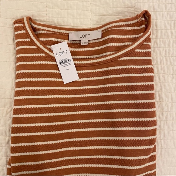 NWT Loft Dot Stripe Rust Tee XL - Picture 2 of 3